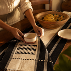 Black & White Tribal Naga Backstrap-Woven Runner, The Gathered Table. Handmade in India by House of Taraasha.