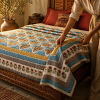 Sanganer Hand Block-Printed Mulmul Cotton AC Comforter, The Linen Room. Handmade in India by House of Taraasha.