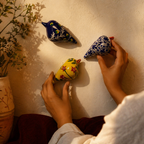 Kashmir Papier-Mâché Doves Hand-Painted Trio, The Art Wall. Handmade in India by House of Taraasha.