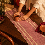 Madur Grass Woven Runner Blush Pink and Beige, The Gathered Table. Handmade in India by House of Taraasha.