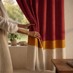 Reversible Maroon and Off-White Door Curtain, The Draped Window. Handmade in India by House of Taraasha.