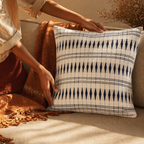 Naga Tribal Backstrap-Loom Monochrome Cushion Cover, The Living Room. Handmade in India by House of Taraasha.