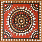 Wall Art in Mud and Mirrors | Home Decor Lippan Art in Red and Black | Handcrafted Home Decor - 12 inches X 12 inches / Clay & Mirrors on Ply / Red & Black