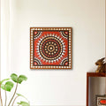 Wall Art in Mud and Mirrors | Home Decor Lippan Art in Red and Black | Handcrafted Home Decor - 12 inches X 12 inches / Clay & Mirrors on Ply / Red & Black