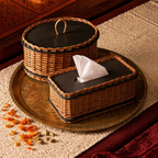 Kashmir Willow Storage Box & Tissue Box, The Wicker House. Handmade in India by House of Taraasha.