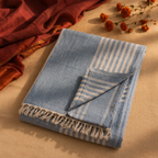 Royal Courtyards Blue Striped Handwoven Bed Cover, The Linen Room. Handmade in India by House of Taraasha.