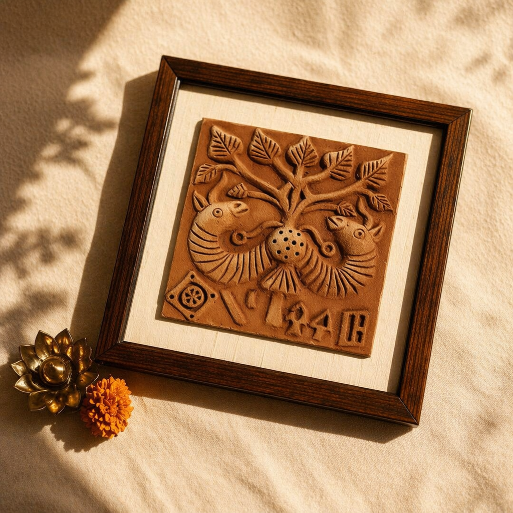 Harappan Seal Terracotta Peepul Tree Replica, The Art Wall. Handmade in India by House of Taraasha.