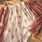 Royal Courtyards Dusty Pink & Off-White Woven-Sheer Set of Four, The Draped Window. Handmade in India by House of Taraasha.