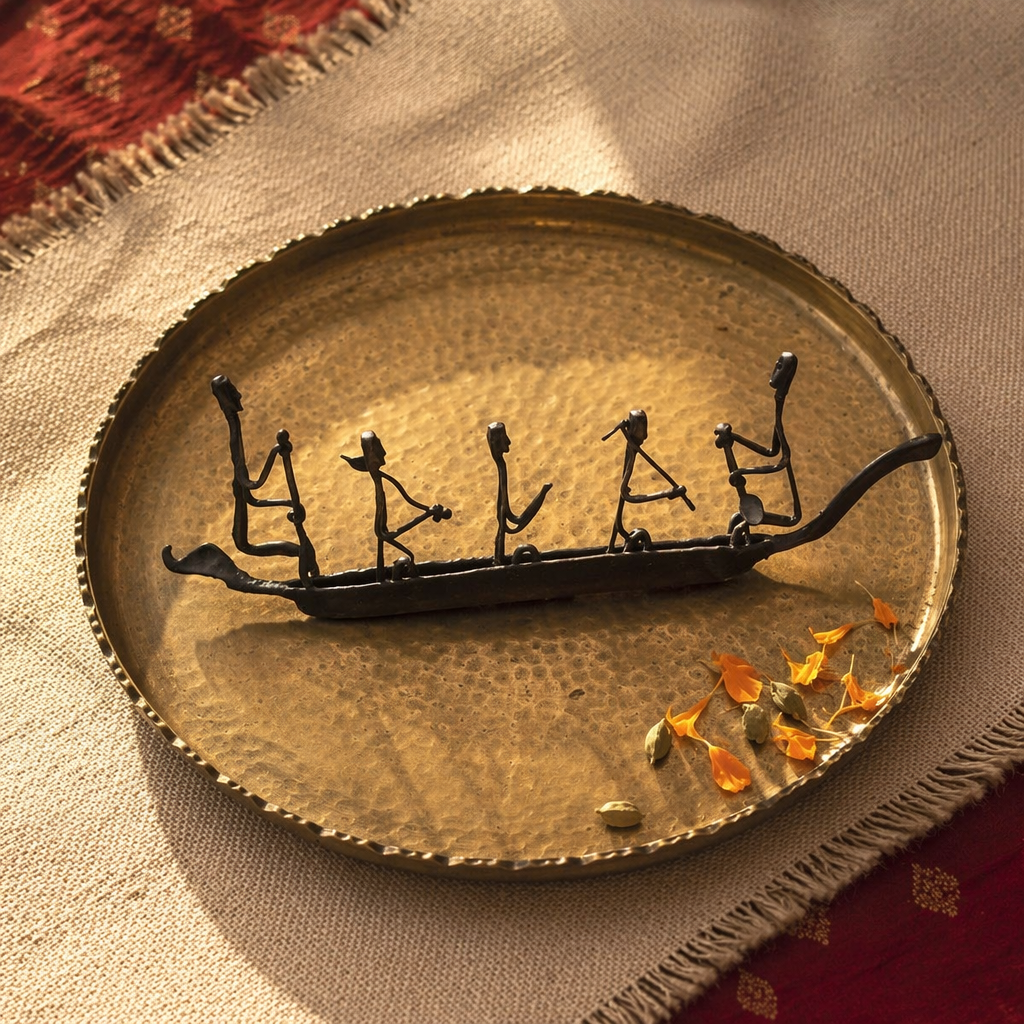 Bastar Naav Wrought Iron Tribal Boat, Tribal Stories. Handmade in India by House of Taraasha.