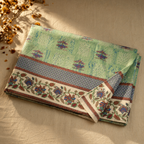 Chintz Aqua, Navy and Peach Bed Cover, The Linen Room. Handmade in India by House of Taraasha.