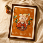 Kalighat Ganesha Art Print by Samir Chitrakar, The Art Wall. Handmade in India by House of Taraasha.