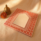 Brick Red Lippan Mirror Kutch Mud and Glass, The Art Wall. Handmade in India by House of Taraasha.