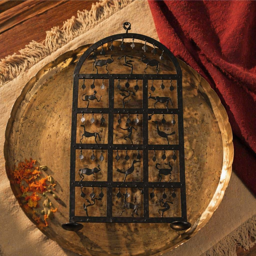Bastar Forest Wrought Iron Tealight Stand, Still Light. Handmade in India by House of Taraasha.