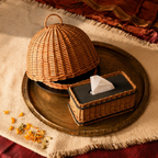 Kashmir Willow Cloche Platter & Tissue Box, The Wicker House. Handmade in India by House of Taraasha.
