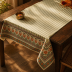 Royal Courtyards Table Cloth Green and Dusty Pink, The Gathered Table. Handmade in India by House of Taraasha.