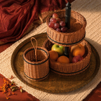 Kashmiri Willow Wicker Fruit Basket & Cutlery Holder, The Wicker House. Handmade in India by House of Taraasha.