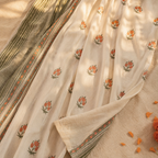 Royal Courtyards Green & Dusty Pink Woven-Sheer Set of Four, The Draped Window. Handmade in India by House of Taraasha.