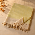 Leaf Green and Beige Handwoven Cotton Bed Cover, The Linen Room. Handmade in India by House of Taraasha.