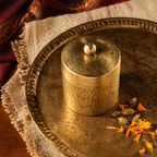 Moradabad Hammered Pure Brass Dabba, Small, The Brass Atelier. Handmade in India by House of Taraasha.