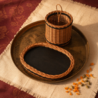 Kashmir Willow Serving Tray & Cutlery Caddy, The Brass Atelier. Handmade in India by House of Taraasha.