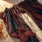 Chintz Assorted Set Maroon, Navy and Ivory Cotton Curtains, The Draped Window. Handmade in India by House of Taraasha.