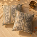 Aqua Stripe Hand Block-Printed Cotton Cushion Cover, The Living Room. Handmade in India by House of Taraasha.