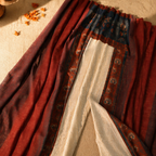 Chintz Assorted Set Brick Red, Ivory and Navy Cotton Curtains, The Draped Window. Handmade in India by House of Taraasha.
