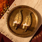 Dhokra Parna Brass Leaf Tealight Holders, Tribal Stories. Handmade in India by House of Taraasha.