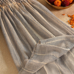 Charcoal Stripe Handwoven Semi-Blackout Cotton Curtain, The Draped Window. Handmade in India by House of Taraasha.
