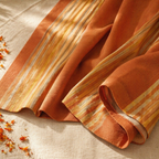 Handwoven Apricot and Rust Door Curtain, The Draped Window. Handmade in India by House of Taraasha.