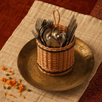 Kashmir Willow Wicker Cutlery Caddy, The Wicker House. Handmade in India by House of Taraasha.