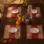 Madur Grass Woven Table Mats Maroon, The Gathered Table. Handmade in India by House of Taraasha.