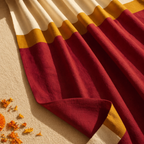 Reversible Maroon Cotton Curtain and Cushion Room Set, The Draped Window. Handmade in India by House of Taraasha.