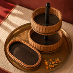 Kashmiri Willow Wicker Fruit Basket & Serving Tray, The Brass Atelier. Handmade in India by House of Taraasha.