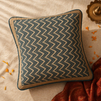 Ivory and Navy Chintz Chevron Cotton Cushion Cover. Handmade in India by House of Taraasha.