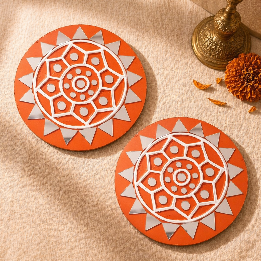 Brick Lippan Mud & Mirror Wall Discs, The Art Wall. Handmade in India by House of Taraasha.