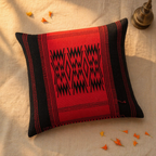 Naga Tribal Backstrap-Woven Red and Black Cushion Cover, The Living Room. Handmade in India by House of Taraasha.