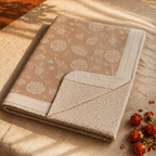 Marigold Taupe and Off-White Block-Printed Bedsheet, The Linen Room. Handmade in India by House of Taraasha.