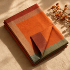 Marigold Rust Handwoven Cotton Bed Cover, The Linen Room. Handmade in India by House of Taraasha.