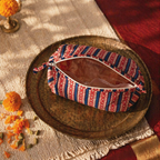 Quilted Block-Print Pouch Red and Blue, Large, The Gift Room. Handmade in India by House of Taraasha.