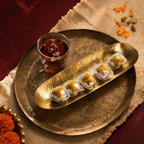 Moradabad Hammered Brass Serving Tray Platter, The Brass Atelier. Handmade in India by House of Taraasha.
