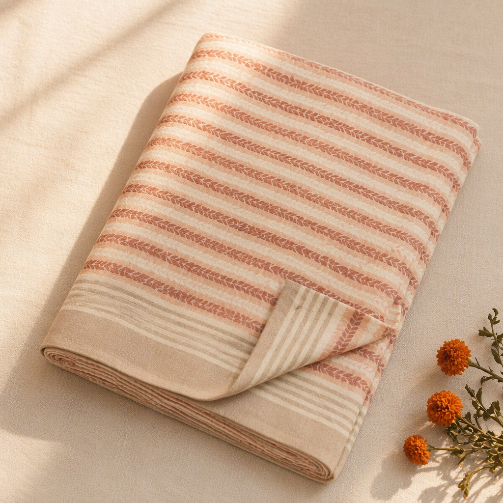 Dusty Pink Royal Courtyards Reversible Quilt, The Linen Room. Handmade in India by House of Taraasha.