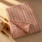 Dusty Pink Floral & Geometric Mulmul Quilt, The Linen Room. Handmade in India by House of Taraasha.