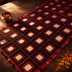 Lambani Mirrorwork Runner Red and Black, The Gathered Table. Handmade in India by House of Taraasha.