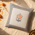 Blue and Dusty Pink Royal Courtyards Floral Cushion Cover, The Living Room. Handmade in India by House of Taraasha.