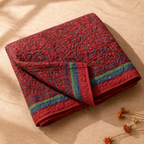 Chintz Brick Red and Navy Quilted Bed Cover, The Linen Room. Handmade in India by House of Taraasha.