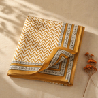 Mustard & Black Bagru Chevron Bedsheet, The Linen Room. Handmade in India by House of Taraasha.