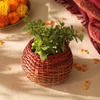 Rust and Brown Kashmiri Willow Wicker Planters, The Art Wall. Handmade in India by House of Taraasha.