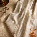 Handwoven Stripe Off-White and Charcoal Cotton Curtain, The Draped Window. Handmade in India by House of Taraasha.