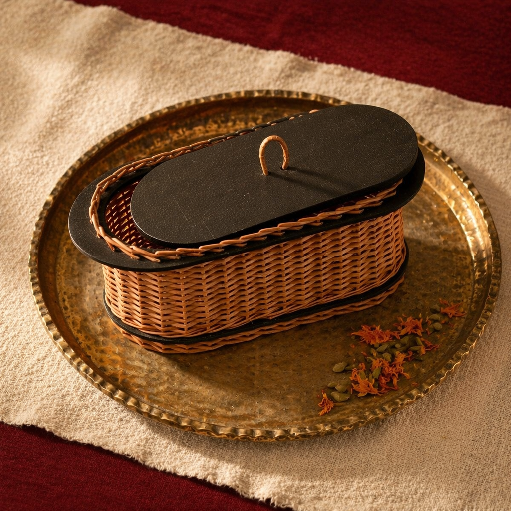 Kashmir Willow Wicker Bread Box, The Wicker House. Handmade in India by House of Taraasha.